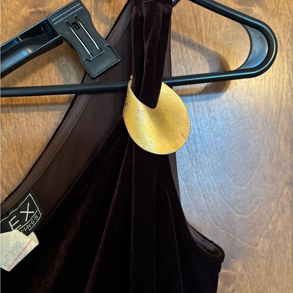 Alex Evenings One-Shoulder Velvet Dress in Deep Brown - Picture 3 of 4